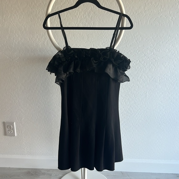 Black ruffle mini dress - Picture 3 of 4